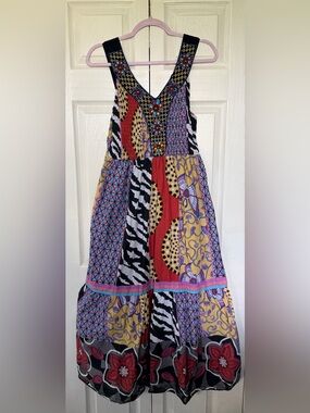 Mint Green Patchwork Boho Maxi Dress Embroidered Beaded Size M